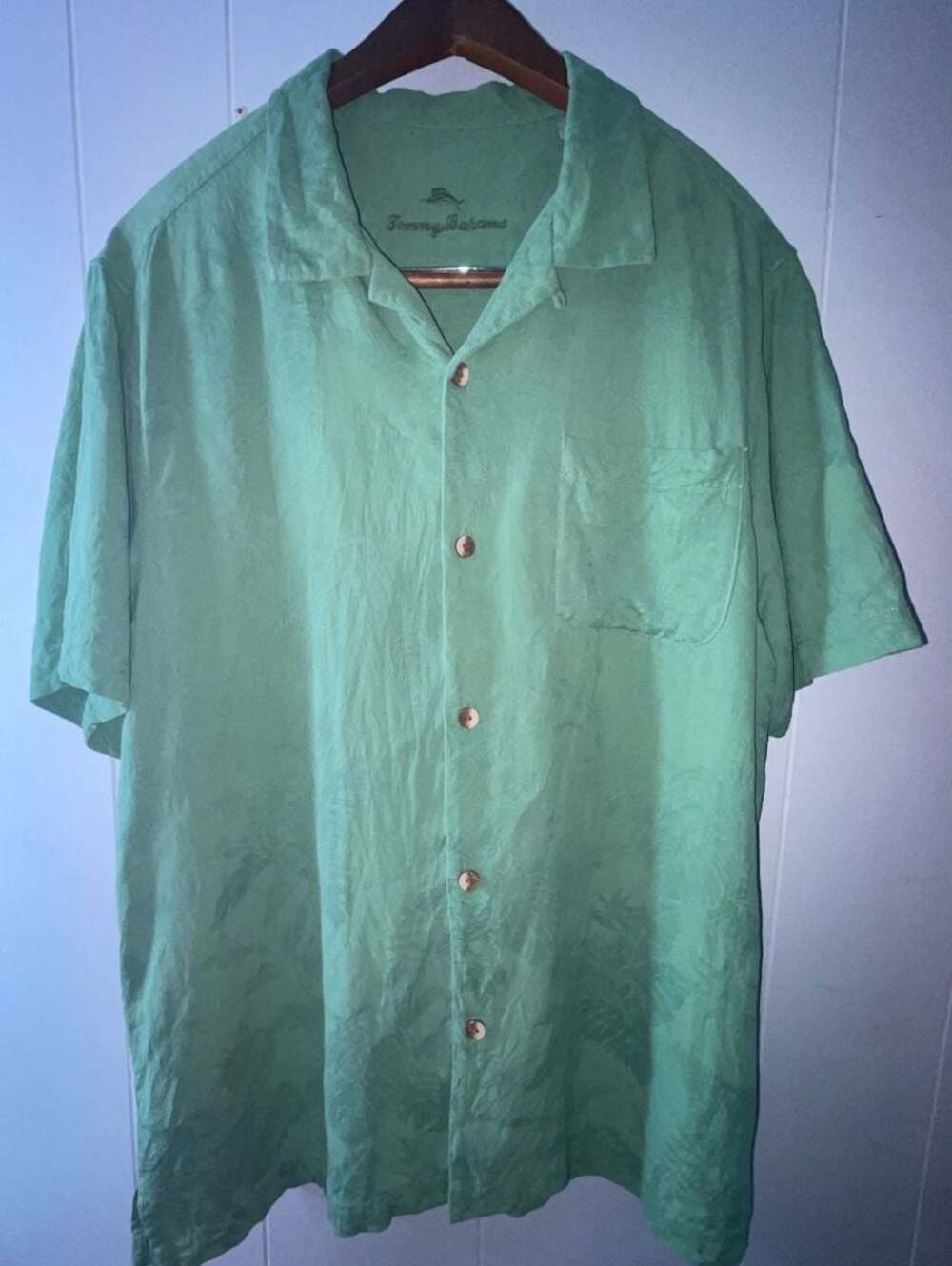 Tommy Bahama 100% Silk Short Sleeve Tropical Jacquard Hawaiian Vacation Shirt L